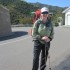 Joan hiking to the trail head