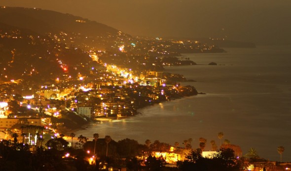 Night time Laguna Beach from Boat Road trail